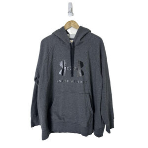 Under Armour Sweatshirt Hoodie 2X Men Loose Raglan Graphic Gray Athletic Sporty